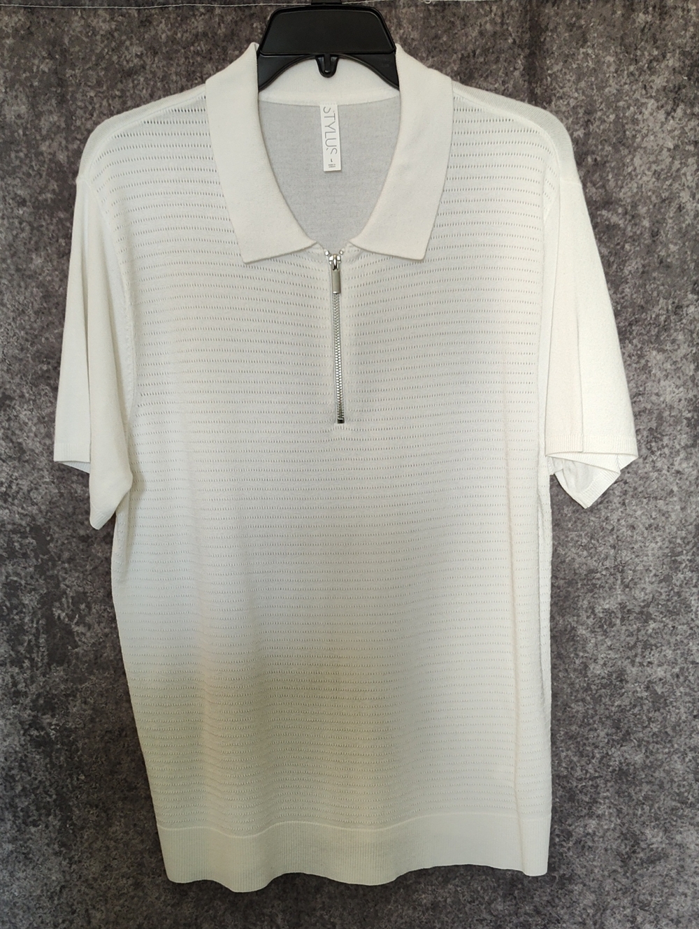 STYLUS White Short-Sleeve Zip Polo